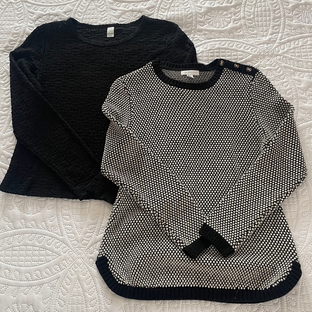 Charter Club Black and White Sweater and Old Navy Black Jersey.